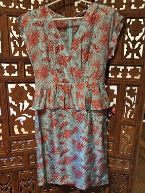 Nanette Lepore Tropical Print Silk Peplum Dress